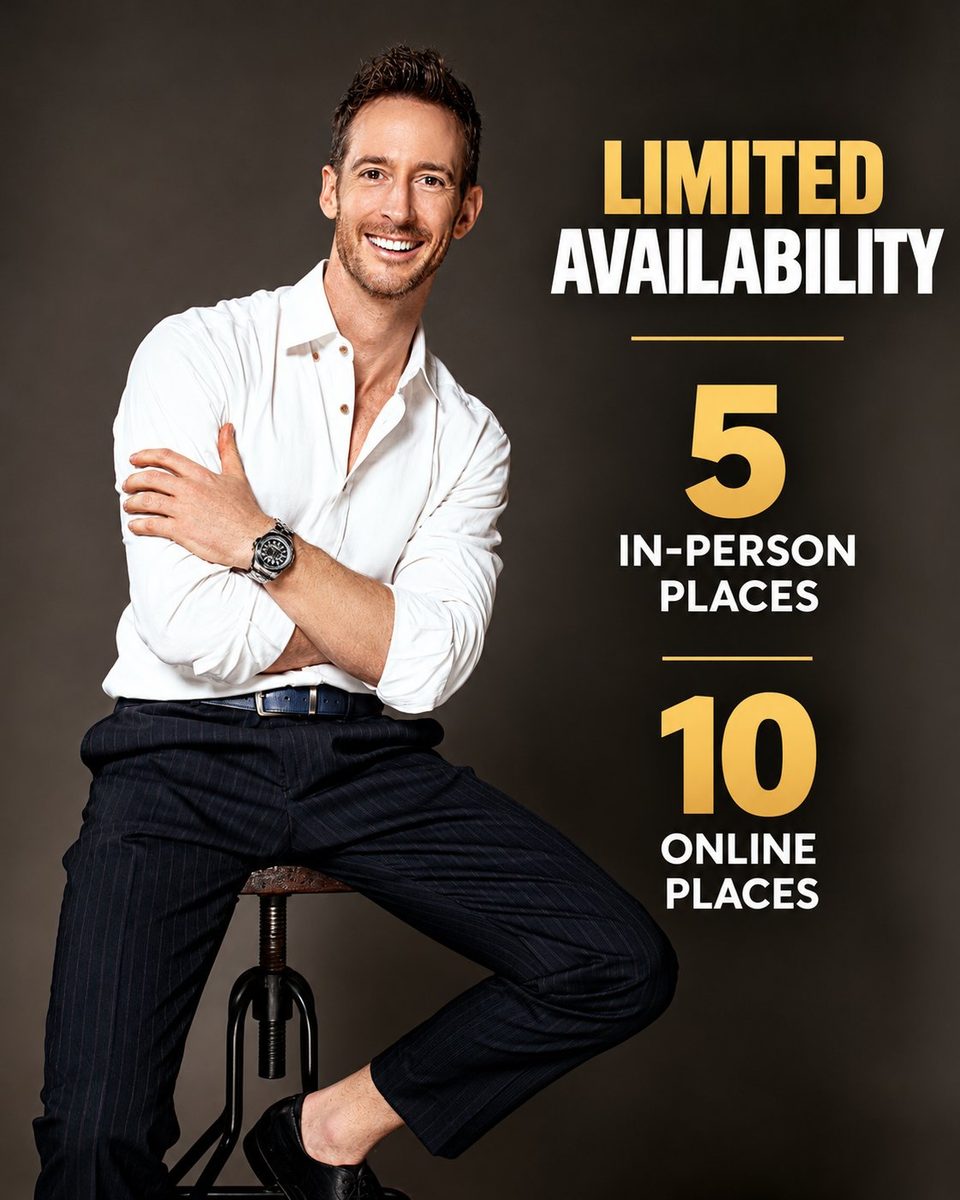 Phil Kelly seated on a studio stool. Limited availability: 5 in-person places, 10 online places